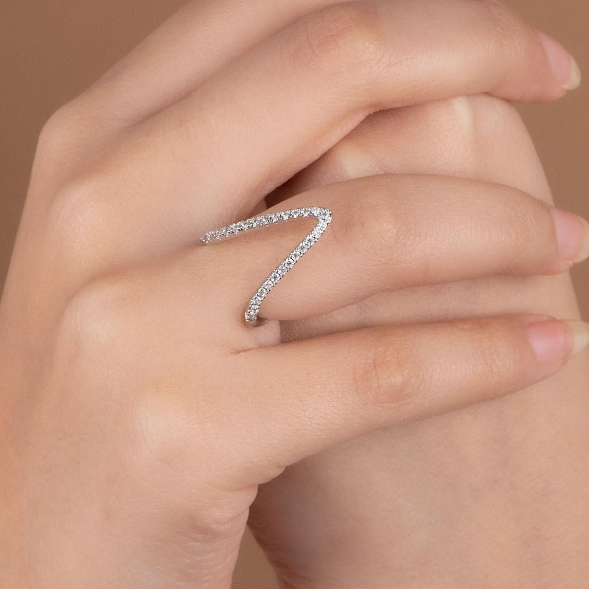 Silver Esther Lexi 6-in-1 V Ring |Adjustable Ring for Women | V Ring, Vanki Ring