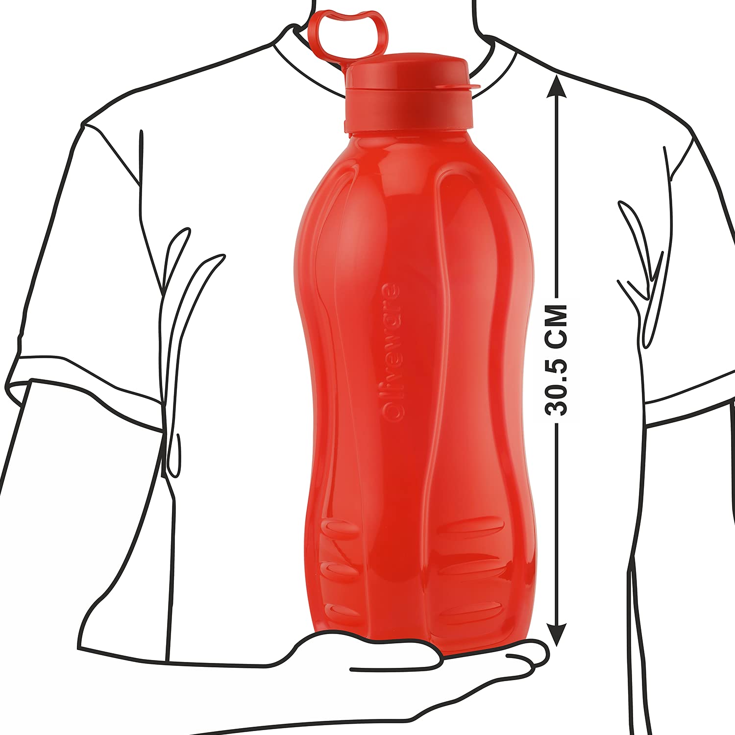 Oliveware Premium Plastic Water Bottle, 1000ML, 2L, Set of 2, Blue And Red Mix