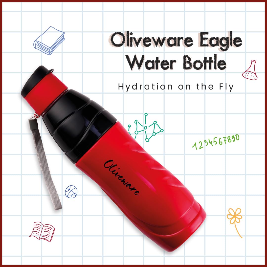 SOPL-OLIVEWARE Eagle Water Bottle with Better Grip, 500 ml Bottle, BPA Free & Leak Proof, For Home, Office & Gym use - Red