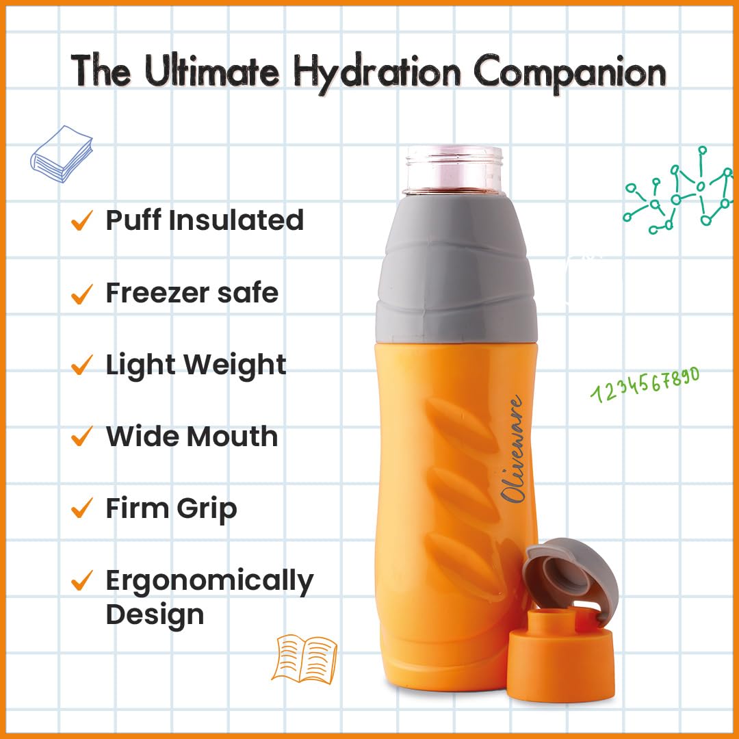 SOPL-OLIVEWARE Eagle Water Bottle with Better Grip, 500 ml Bottle, BPA Free & Leak Proof, For Home, Office & Gym use - Yellow