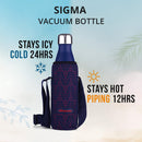 Oliveware Sigma Vaccum Bottle with Sleeve, Stainless Steel (500ml), Hot and Cold, Insulated Bottle, Fit for Indoor & Outdoors - Blue
