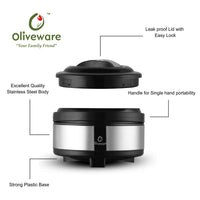 Oliveware Supremo Casseroless Thermosteel & Double Wall Insulation (2500 ml) with Insulated Lid Keep Food Hot, Stainless Steel with Handle