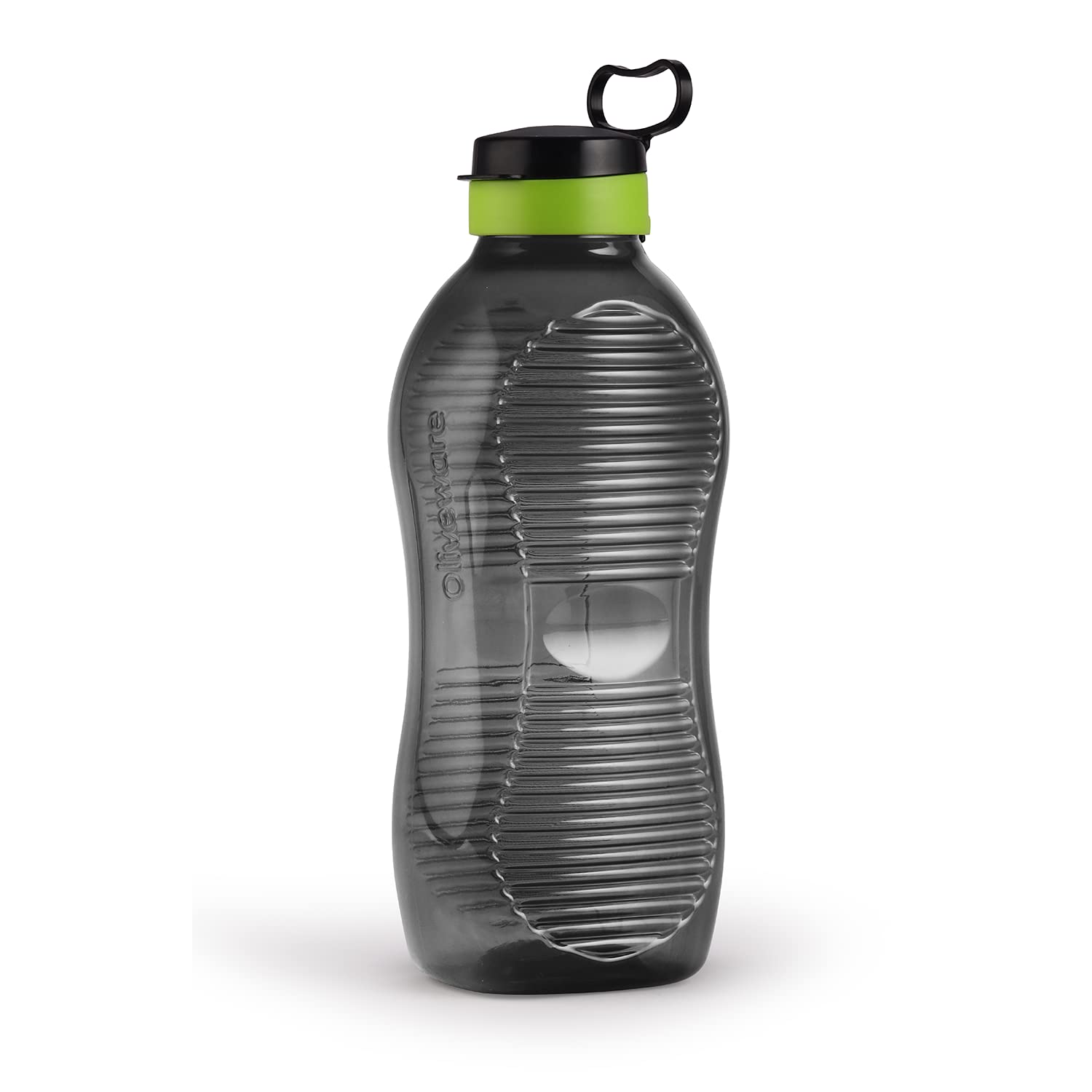 oliveware King Premium Plastic Water Bottle, Sturdy with Holder, Better Grip, BPA Free with 100% Leak Proof, 2 Litre Bottle, Set of 1 - (Black_Green)
