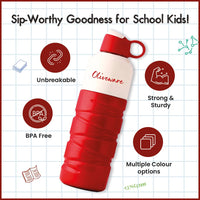 SOPL-OLIVEWARE Smash Water Bottle with Better Grip, 500 ml Bottle, BPA Free & Leak Proof, For Home, Office & Gym use - Red