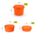 oliveware SOPL (logo) with Device Benny Containers with BPA Free Airtight Lid, Inside Steel Container, Microwave Safe & Leak Proof, Home & Office Use, Set of 2 (450ml) - Orange
