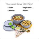 oliveware SOPL Grey Micro Dynasty Food Storage Containers with Air Vent Lid, BPA-Free, Microwave Safe, Set of 2 - (2000L Big + 900 ml Small), Plastic