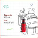 SOPL-OLIVEWARE Spin Water Bottle with Better Grip, 650 ml Bottle, BPA Free & Leak Proof, For Home, Office & Gym use - Red