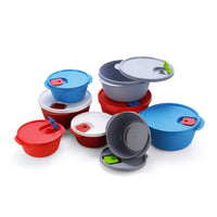 oliveware SOPL Grey Micro Dynasty Food Storage Containers with Air Vent Lid, BPA-Free, Microwave Safe, Set of 2 - (2000L Big + 900 ml Small), Plastic