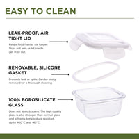 SOPL-OLIVEWARE Elite Glassware Sqaure Lunchbox, Napkin & Steel Cutlery, Borosilicate Glass & Microwave Proof, 4 Cointainer with 320ml Each - Grey