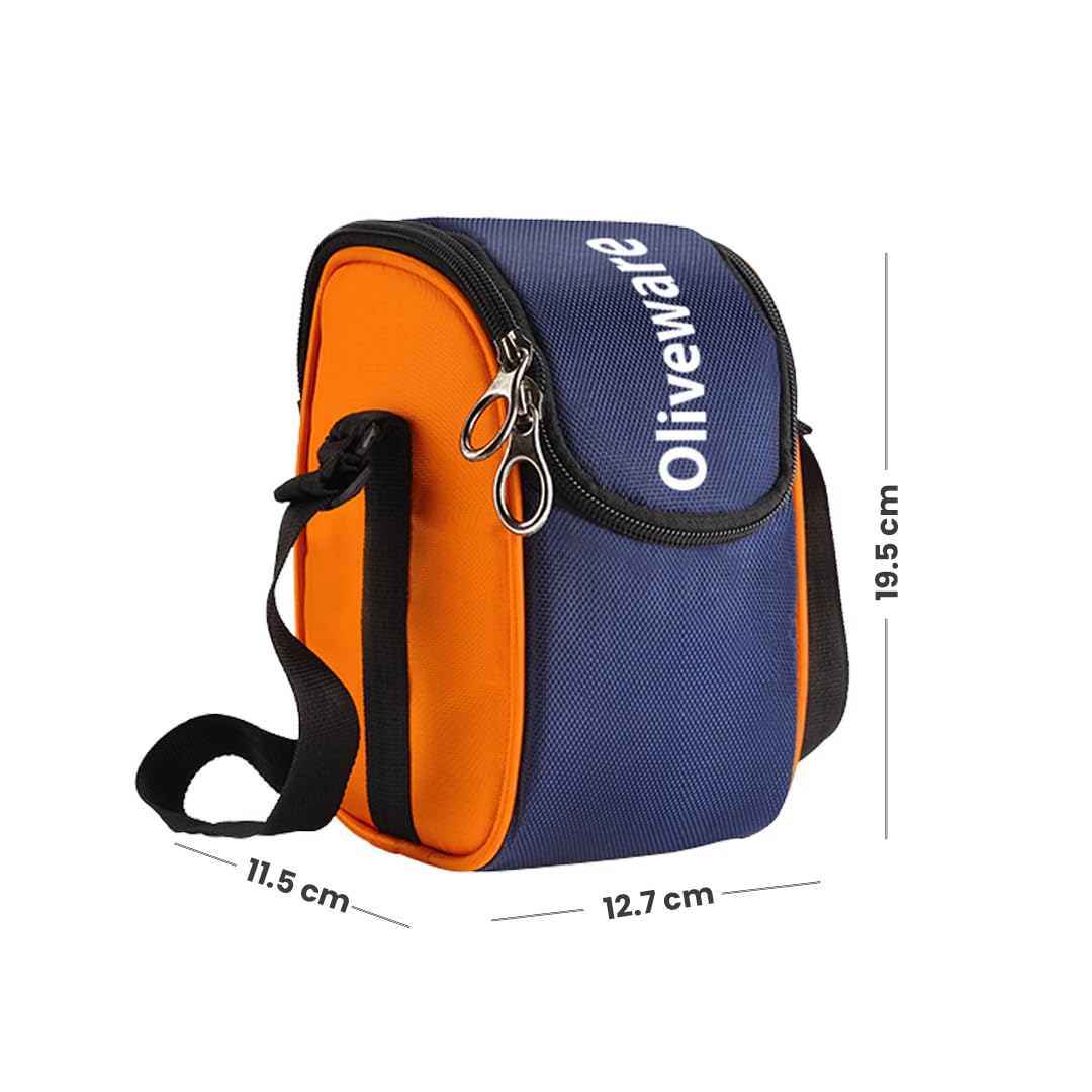 oliveware Macho Stainless Steel Range Lunch Box, 100% Leak Proof, 3 Air-Tight Containers with BPA Free Airtight Lids (250ml, 400ml & 450ml), Fabric Bag - Blue