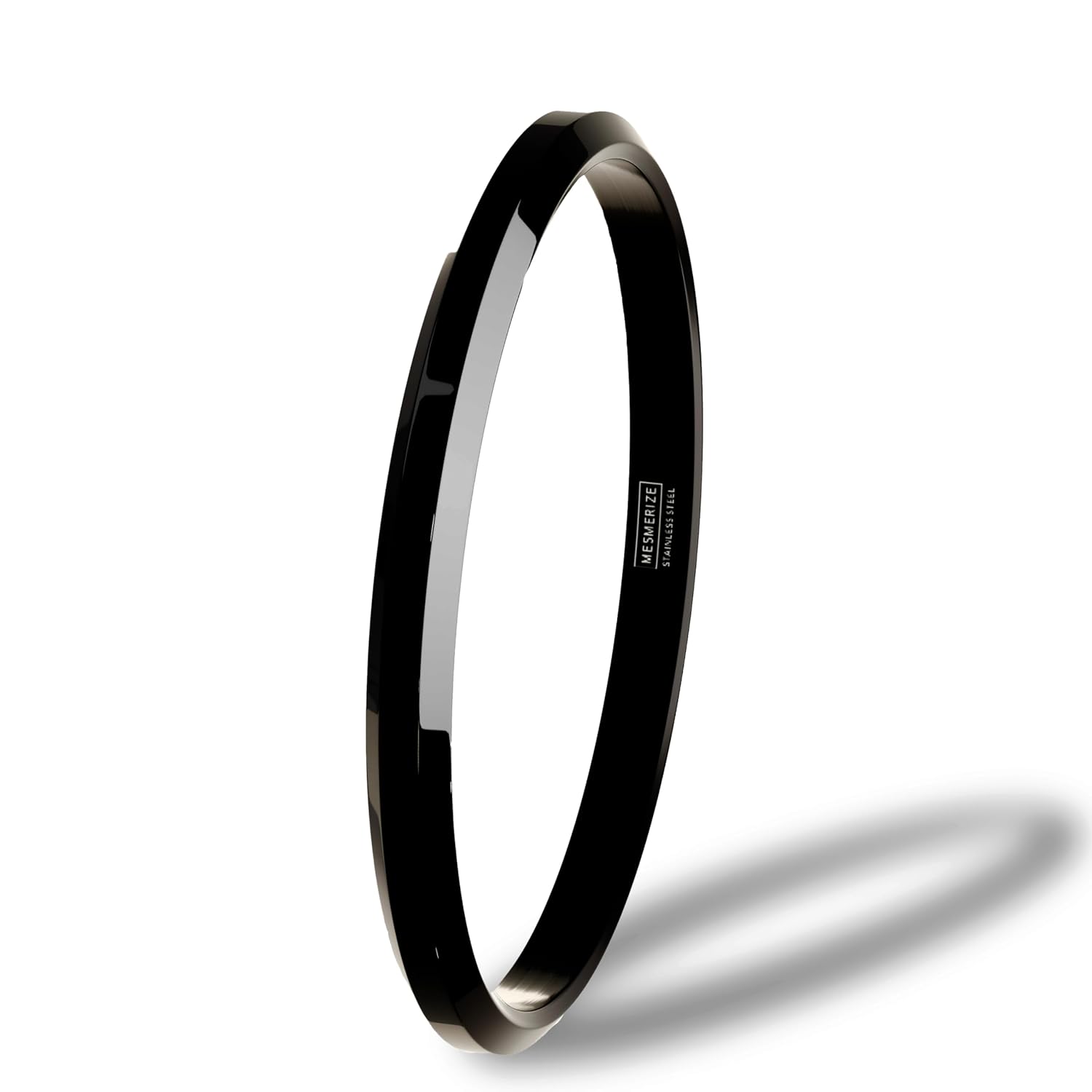 Black Round Flat Punjabi Kada | Stainless Kada For Everyday Wear | Gloss Finish