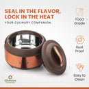 oliveware SOPL (Logo) with Device Glory Sturdy Base High Grade Classic Insulated Casserole with Insulated Lid, Stainless Steel, Easy to Carry Handle (Copper, Brown, 2000 ml)