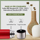 SOPL-OLIVEWARE Era Vacuum Double Wall Bottle, Stainless Steel (1000ml), Hot & Cold, Insulated Bottle, Fit for Indoor & Outdoors - Red