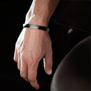 Black Dual Finish Kada Stainless Steel Openable Oval Kada Bracelet | Waterproof, Anti-tarnish, Rust-free, Skin friendly | 8 mm Bracelets for Men