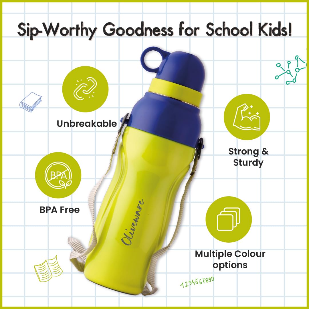 SOPL-OLIVEWARE Spin Water Bottle with Better Grip, 650 ml Bottle, BPA Free & Leak Proof, For Home, Office & Gym use - Green