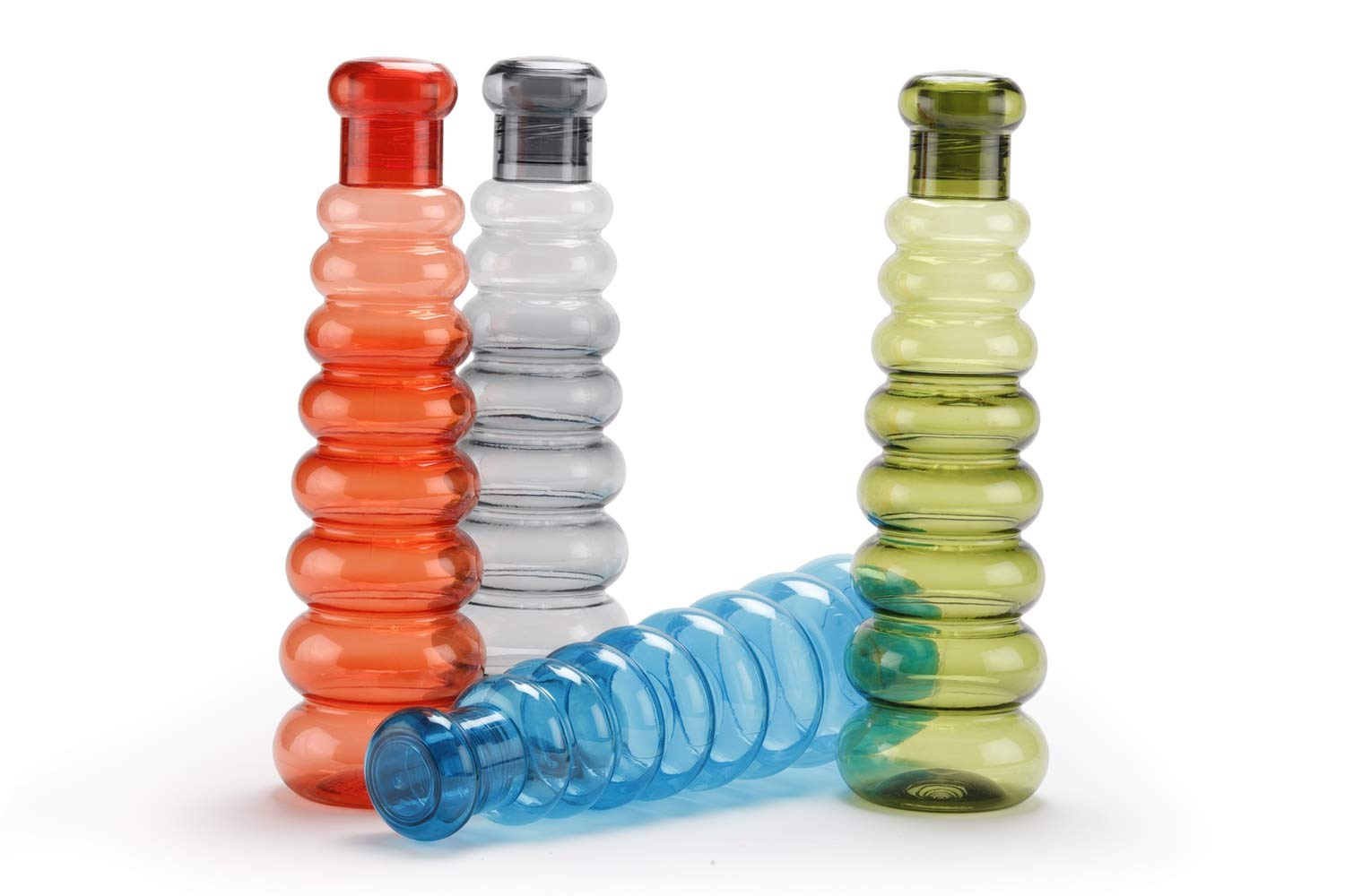 Oliveware Premium Plastic Water Bottle, 1L, Set of 6, Grey