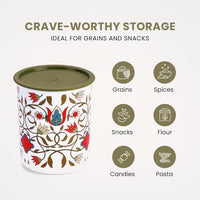 Oliveware Pasha Plastic Containers | BPA Free | For Rice, Dal, Atta & Flour | Set of 3 | Stackable Containers (2200ml, 1350ml & 850ml) (Green)