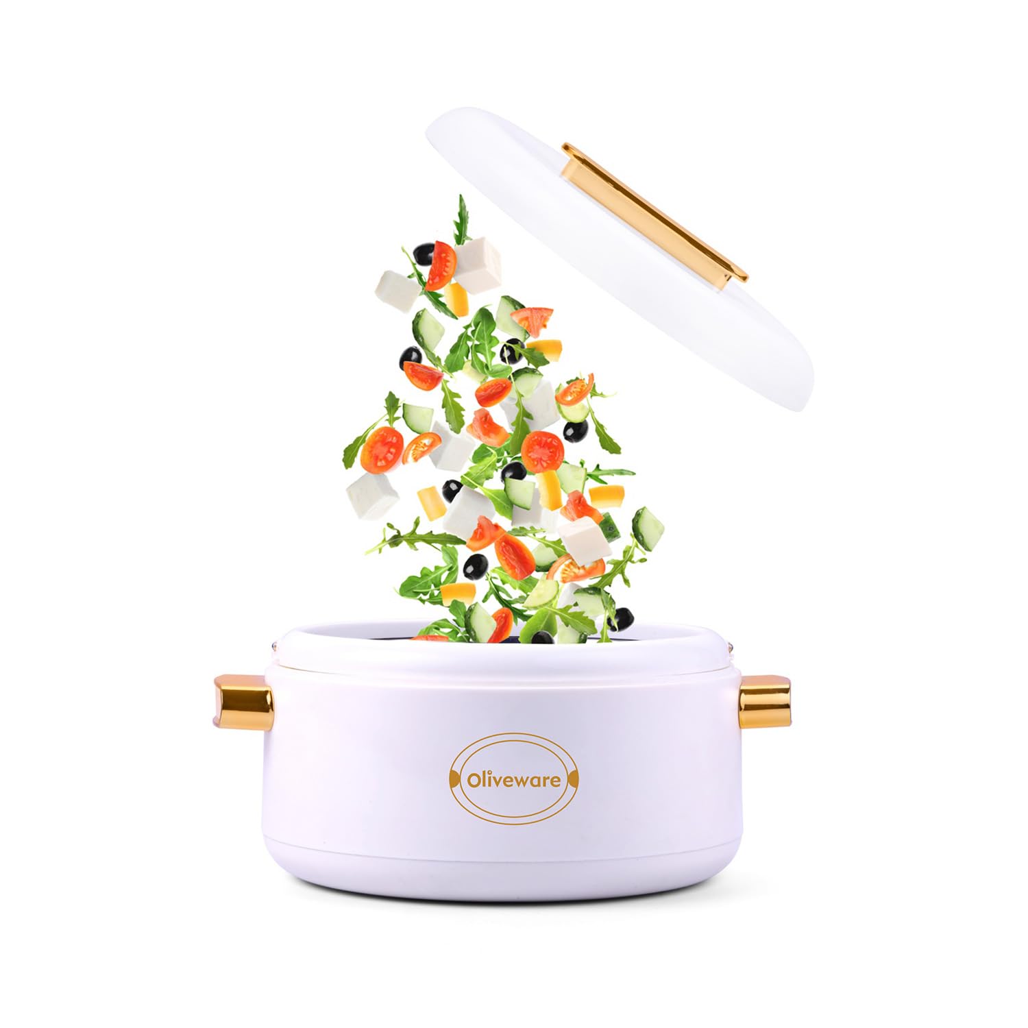 SOPL-OLIVEWARE Fresco Insulated Casserole, Inside Stainless Steel Keep Food Warm, BPA Free, Set of 1 (2000 ml Capacity) - White