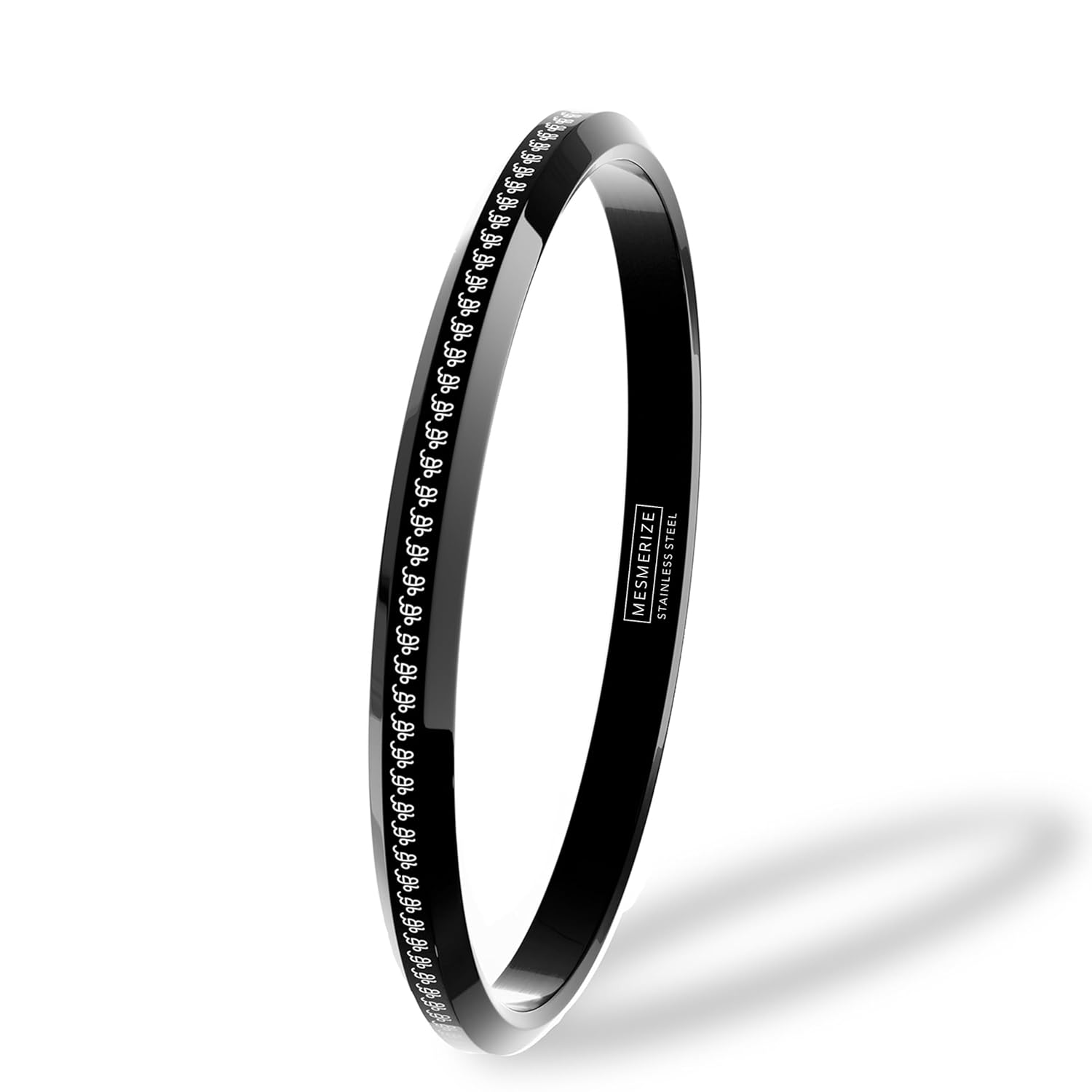 Black 108 Ik Onkar MicroCarved Punjabi Kada Stainless Kada For Everyday Wear | Gloss Finish