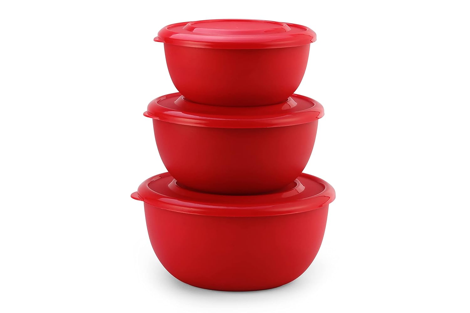 SOPL-OLIVEWARE Tulip Storage Containers, Microwave Safe & Leak Proof, Store & Serve, 3 Stainless Steel Containers with BPA Free Airtight Lid (500ml, 800ml & 1250) - Red