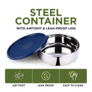 oliveware with Device Classic Stainless Steel Storage Container, Leak Proof & Spill Proof, Dishwasher & Freeze Safe (Blue - 1000ml)