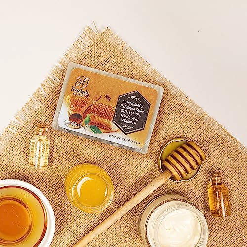 Rozhub Naturals Lemon Peel & Honey Handmade Soaps - Refreshing Citrus Fragrance - 100 Gm (Pack of 4)