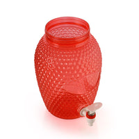 Oliveware Boom Jug | Red | 4000 ML Capacity | with a Set of 4 Glasses | BPA Free Premium Range | for Fridge - Home & Office