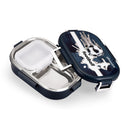 Oliveware Snacky Kids Lunch Box, Stainless Steel in 700ml Include Sabzi Container(180ml) & Steel Spoon, Food Grade BPA Free, Leak Proof & Colourful Designs (BlueFire)