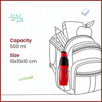 SOPL-OLIVEWARE Eagle Water Bottle with Better Grip, 500 ml Bottle, BPA Free & Leak Proof, For Home, Office & Gym use - Red