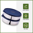 oliveware SOPL (logo) with Device Classic Duo Stainless Steel Storage Container with BPA Free Lid, Leak Proof & Spill Proof, Dishwasher & Freeze Safe, Set of 2 with 1000ml Each - Blue