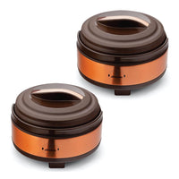 Oliveware Glory Puff Insulated Casseroles, Stainless Steel, Sturdy Base, Keeps Chapati, Food Curry, Easy to Carry, Set of 2-2000ml (Copper)