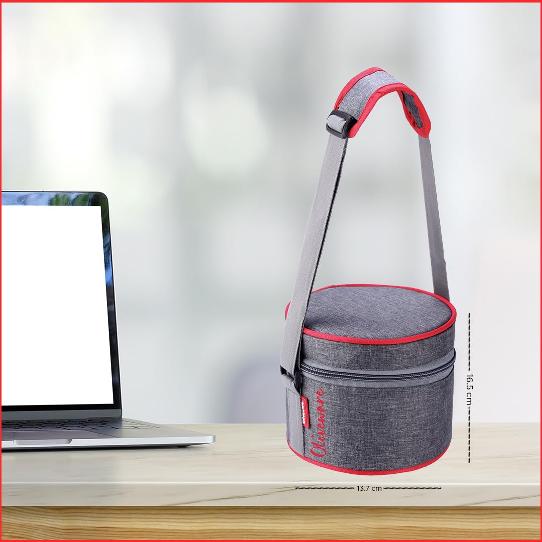 SOPL-OLIVEWARE Joy Glassware Round Lunchbox, Borosilicate Glass Containers, Microwave Safe & Leak Proof, 2 Containers with BPA Free Lids (400ml) Each - Red