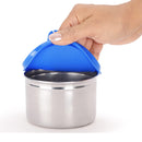 oliveware Magic Storage Containers, 100% Leak Proof and Spill Proof, 2 Stainless Steel Containers with BPA Free Airtight Lid (600ml Each) - Blue