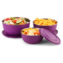SOPL-OLIVEWARE Tulip Storage Containers, Microwave Safe & BPA Free, Stainless Steel, Store & Serve, 3 Containers (500ml, 800ml, 1250ml) - Violet