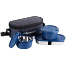 SOPL-OLIVEWARE Hazel Lunch Box, Leak Proof & Microwave Safe, 3 Stainless Steel Containers (450ml, 450ml, 550ml), Insulated Fabric Bag, Full Meal & Easy to Carry (Blue)