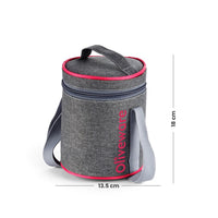 Oliveware Monarch Lunch Box, Microwave Safe & Leak Proof, 3 Inside Steel Containers with BPA Free Airtight Lids (290ml, 450ml & 450ml), Fabric Bag - Pink