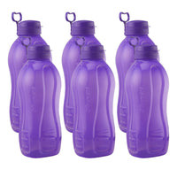 oliveware Jumbo 2 Litre Water Bottle, 100% Leak Proof, BPA Free Premium Plastic Bottle, for Home, Office & Gym, Sturdy with Holder, Pack of 6 (Voilet)