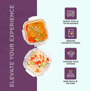 SOPL-OLIVEWARE Feast Glassware Square Lunchbox, Borosilicate Glass Containers, Microwave Safe & Leak Proof, 2 Containers with BPA Free Lids (320ml) Each - Voilet