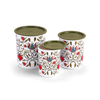 Oliveware Pasha Plastic Containers | BPA Free | For Rice, Dal, Atta & Flour | Set of 3 | Stackable Containers (2200ml, 1350ml & 850ml) (Green)