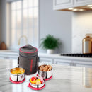 SOPL-OLIVEWARE Star Lunch Box, 100% Leak Proof, 3 Stainless Steel Containers with BPA Free Airtight Lids (600ml, 600ml & 300ml), Fabric Bag - Pink