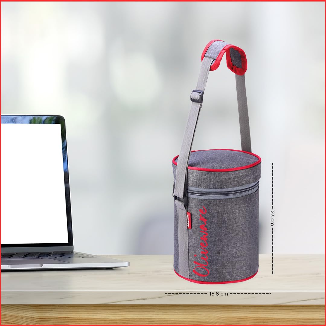 SOPL-OLIVEWARE Innox Glassware Lunchbox, Borosilicate Glass Containers, Microwave Safe & Leak Proof, 3 Containers with BPA Free Airtight Lids (400ml) Each - Red