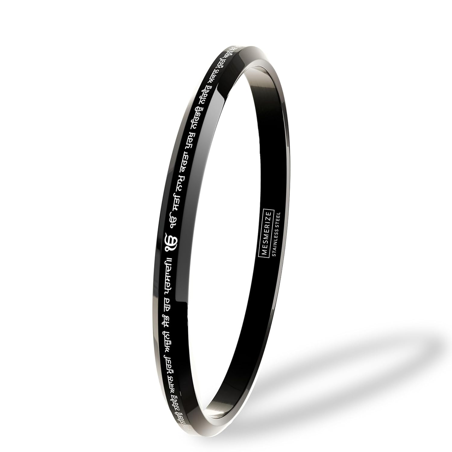 Black Ik Onkar Satnam Mantra MicroCarved Punjabi Kada For Everyday Wear