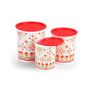 Oliveware Pasha Plastic Containers | BPA Free | For Rice, Dal, Atta & Flour | Set of 3 | Stackable Containers (2200ml, 1350ml & 850ml) (Red)