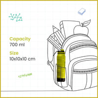 SOPL-OLIVEWARE Boom Buzz Water Bottle with Better Grip, 700 ml Bottle, BPA Free & Leak Proof, For Home, Office & Gym use - Green