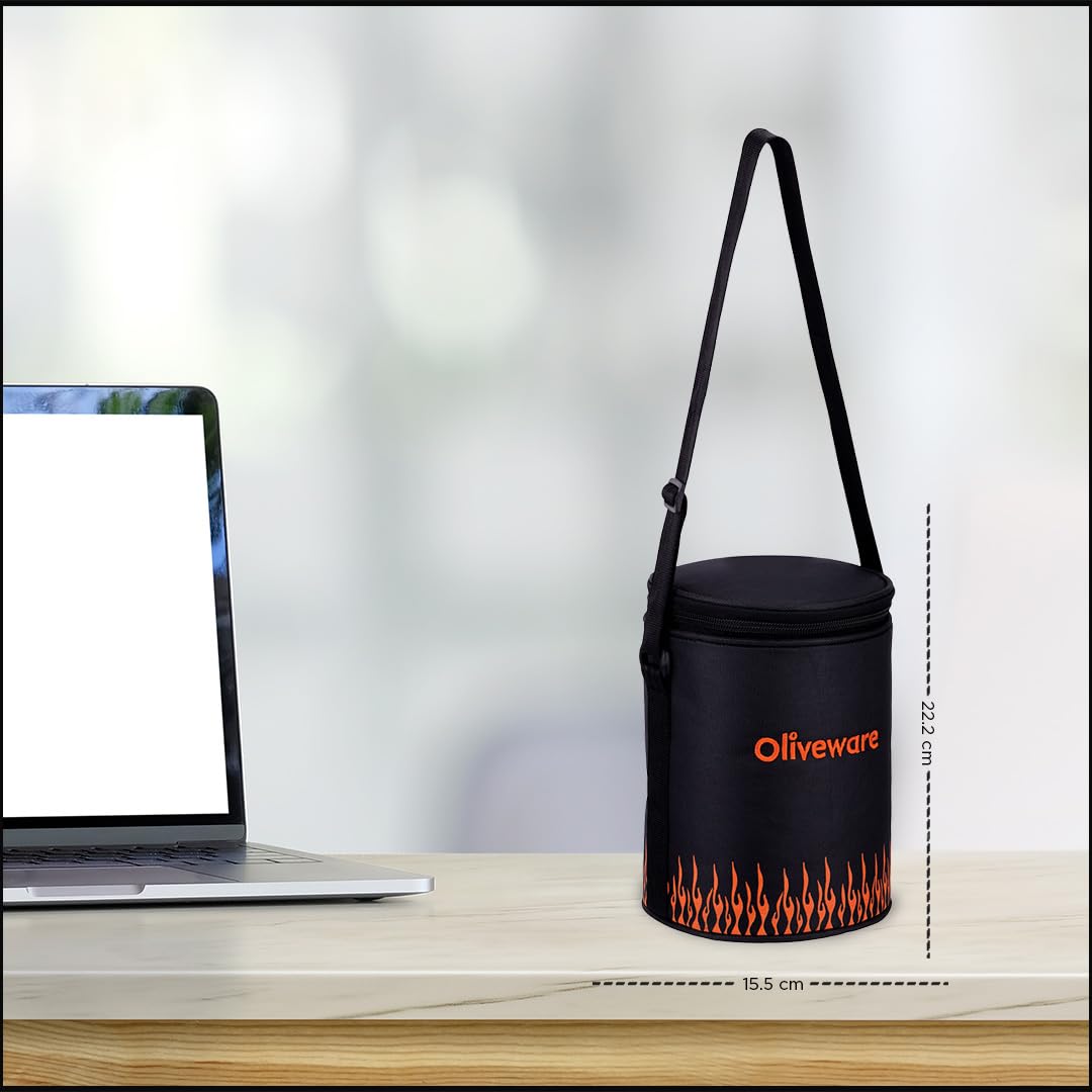 SOPL-OLIVEWARE Dazzle Glassware Round Lunchbox | with Napkin & Steel Spoon | Borosilicate Glass | Microwave Proof | Set of 3 (400ml)