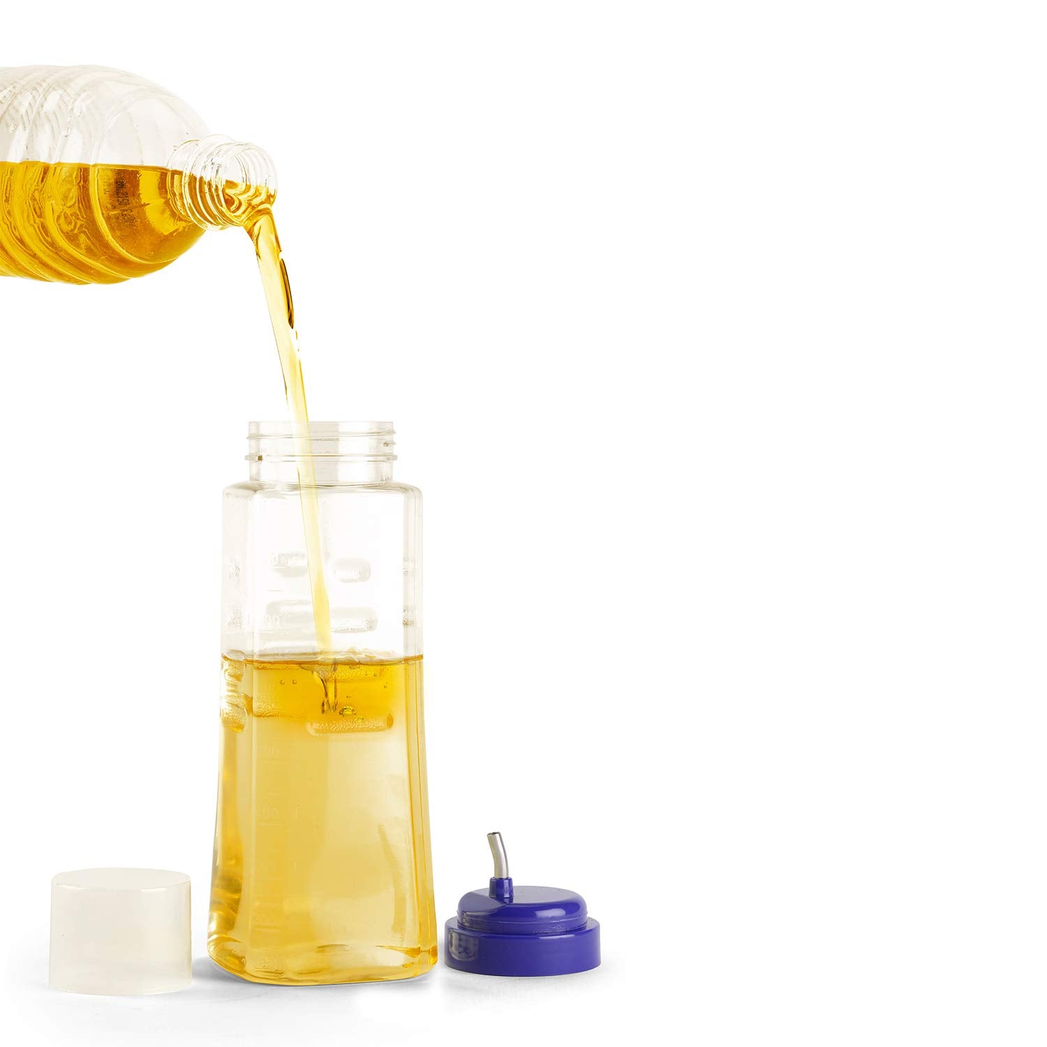 oliveware Oil Dispenser - Blue | Easy to Pour | Leak-Proof | Oil Container Transparent | 1000 ml Capacity | Anti Skid & No Spill Bottle