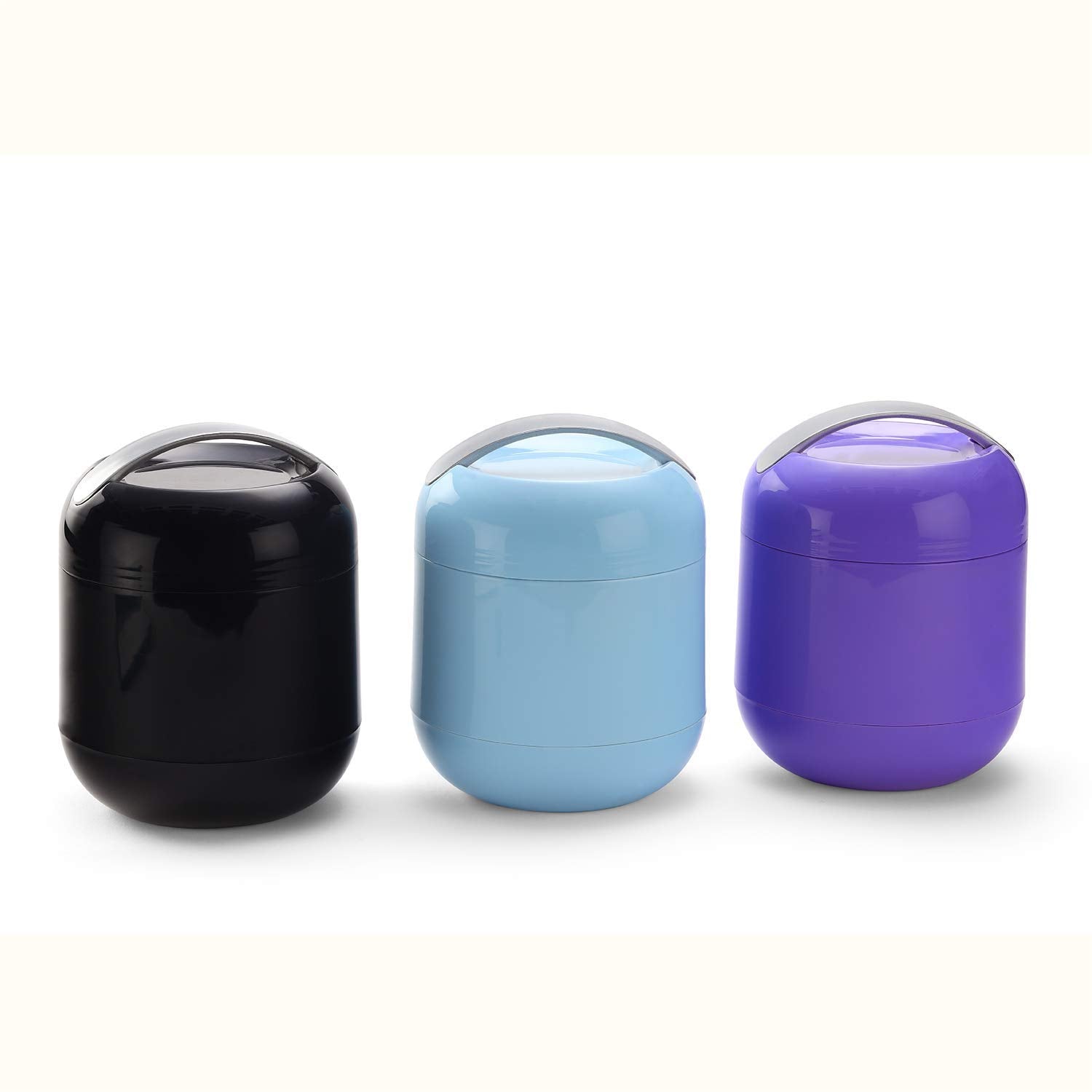 oliveware Bella Lunch Box, 3 Stainless Steel Containers 300ml Each, Insulated Body with Carry Handle, Leak Proof, Complete Meal Hot Case (Violet)