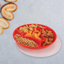 oliveware Majestic Snaks & Dry Fruit Candy Tray with Airtight Lid, BPA Free Plastic, 4 compartments (4x300 ml), Store & Serve - Red