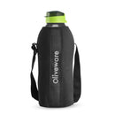 oliveware Polyethylene Terephthalate Sopl Jumbo Water Bottle With Washable Carry Sleeve, Shoulder Strap, 2 Litre Bottle, Bpa Free & Leak Proof, Fits In Fridge, Pack Of 1 (Black_Green)