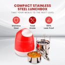 oliveware SOPL (Logo) with Device Marvel Lunch Box with Insulated Box, 3 Stainless Steel Containers 300ml Each, Leak Proof & Sturdy - Cherry